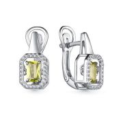 02-3973/00ХР-00 Серьги с хризолитом бренд Алькор (Серебро 925)