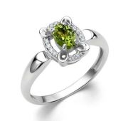 01-4292/00ХР-00 Кольцо с хризолитом бренд Алькор (Серебро 925)