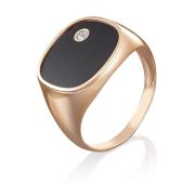 01-4977-00-401-1110-25 Кольцо мужское с фианитом и эмалью бренд Platina (Au 585)