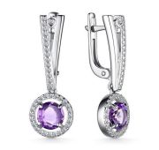 02-3671/00АМ-00 Серьги с аметистом бренд Алькор (Серебро 925)