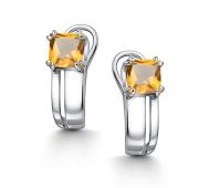 02-4438/00ЦТ-00 Серьги с цитрином бренд Алькор (Серебро 925)