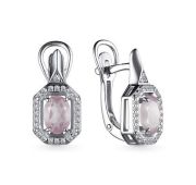 02-3669/00РК-00 Серьги с розовым кварцем бренд Алькор (Серебро 925)