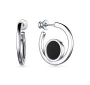 02-3735/00ОН-00 Серьги с ониксом бренд Алькор (Серебро 925)