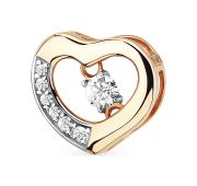 1200234907 Подвеска сердце с фианитами (Au 585)