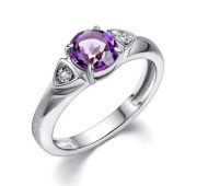 01-4343/БРАМ-00-2,49 Кольцо с аметистом и бриллиантами бренд Алькор (Серебро 925)