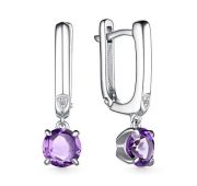 02-3951/БРАМ-00-3,16 Серьги с аметистом и бриллиантами  бренд Алькор (Серебро 925)