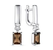 02-3810/БРРТ-00-4,21 Серьги с раух топазом и бриллиантами бренд Алькор (Серебро 925)