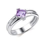 01-4680/БРАМ-00-2,41 Кольцо с аметистом и бриллиантами бренд Алькор (Серебро 925)