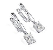 02-4683/БРГХ-00-3,32 Серьги с бриллиантом и горным хрусталем бренд Алькор (Серебро 925)