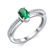 01-4592/000И-00-2,18 Кольцо с изумрудом бренд Алькор (Серебро 925)