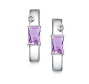 02-4681/БРАМ-00-2,98 Серьги с аметистом и бриллиантами бренд Алькор (Серебро 925)
