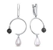 12-530-1500 Серьги с жемчугом и лабродоритом бренд Kabarovsky (Серебро 925)