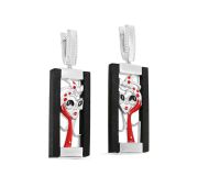 2-212-80001 Серьги с фианитами и деревом граб бренд Kabarovsky (Серебро 925)