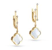 12-21188-6200-5,30 Серьги четырехлистник с перламутром бренд Kabarovsky (Au 585)