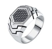 21-7Ц-0008-15161 Кольцо мужское с фианитами (Серебро 925)